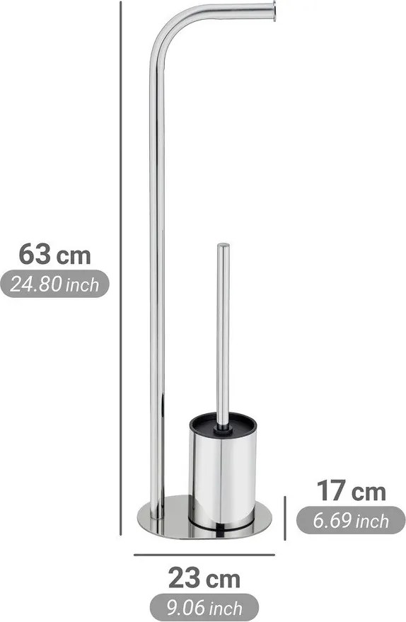 Fényes ezüstszínű rozsdamentes acél WC-papír tartó állvány WC-kefével Levante – Wenko