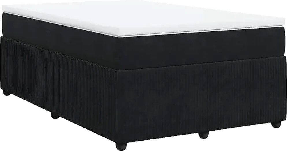vidaXL fekete bársony rugós ágy matraccal 120x190 cm