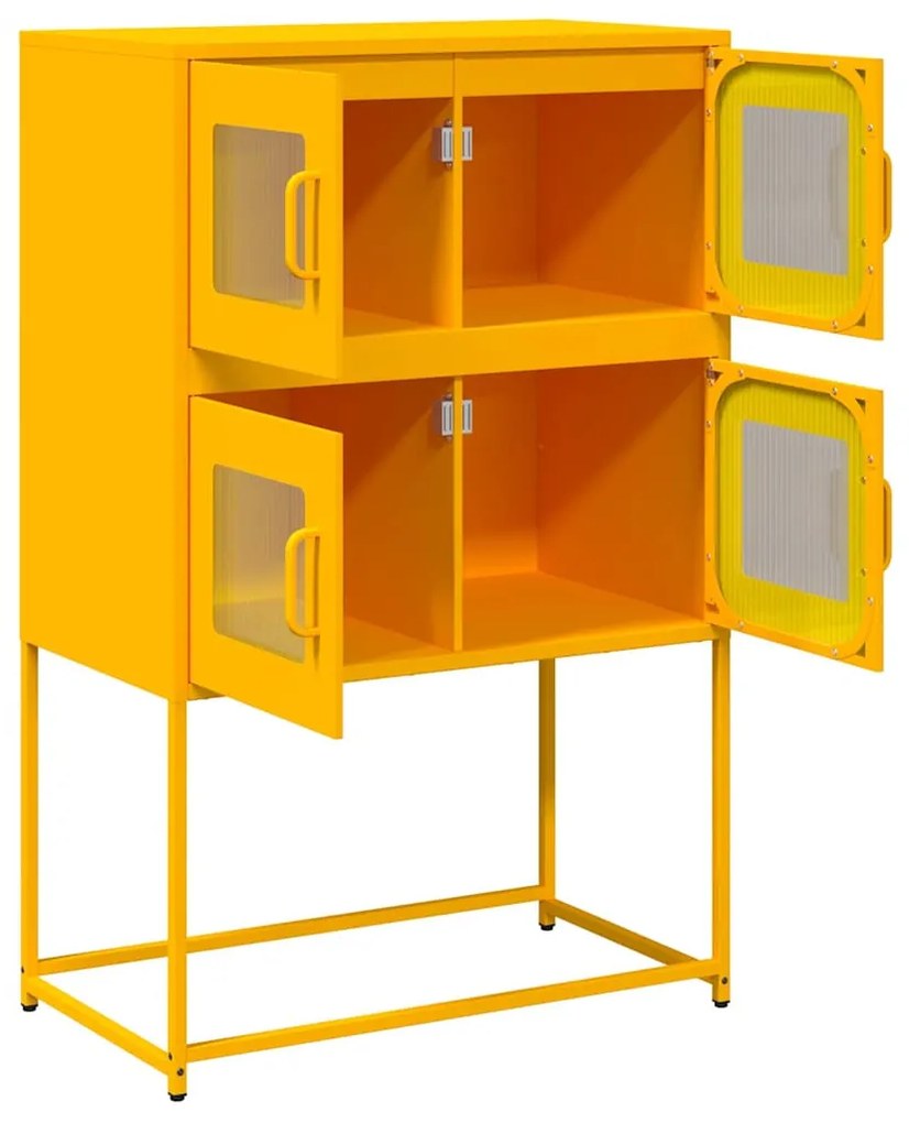 Highboard Mustársárga 68x39x107 cm Acél