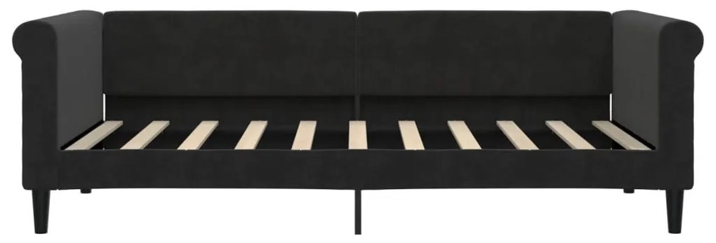 fekete kihúzható bársonyheverő 90 x 190 cm