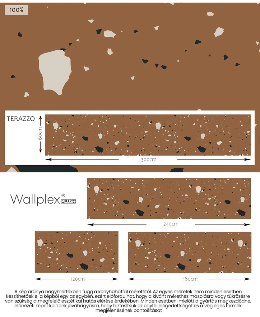 Wallplex konyhahátfal Terazzo 3 (Méret: 60x300)