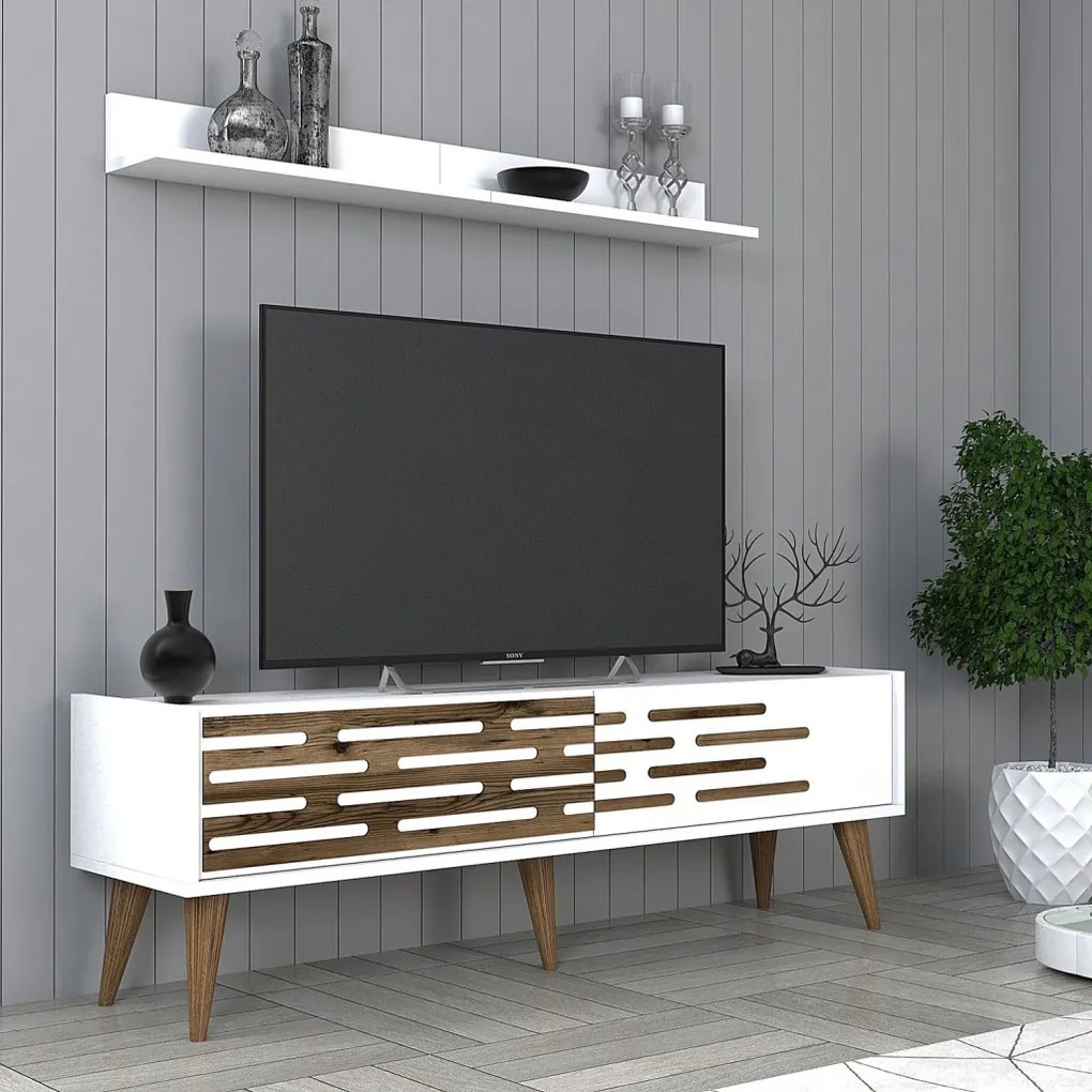 Valensiya TV-állvány, fehér, 140 cm