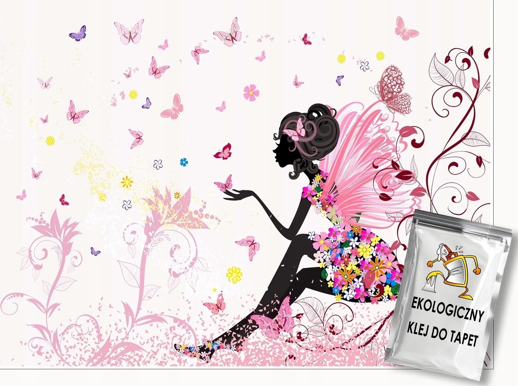 Fotótapéta Lányoknak Tündér Pillangók Virágok Tapéta Gyerekeknek 350x250