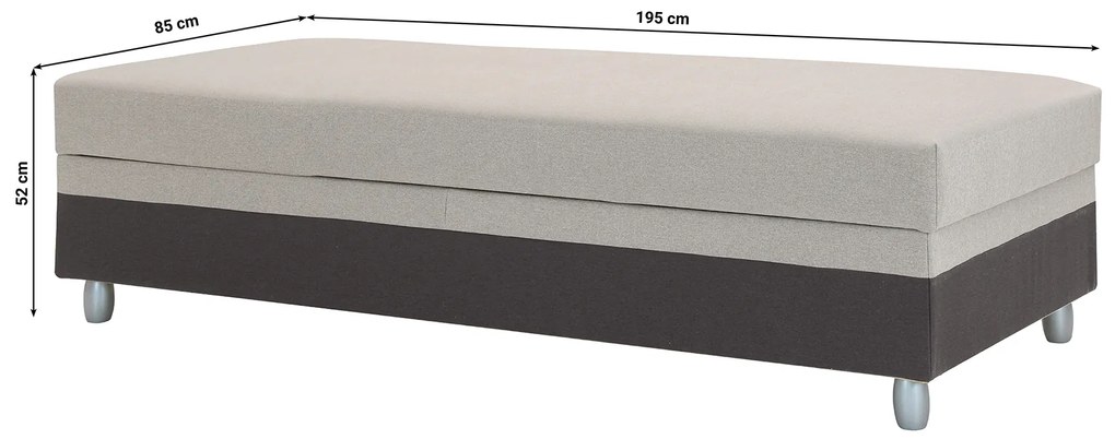 Egyszemélyes ágy 85 cm Sodak (sötétszürke + barna-szürke) (tárolóhellyel). 1100768