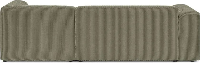 Zöld kordbársony sarokkanapé (jobb oldali-heverő résszel) Merid – Ropez