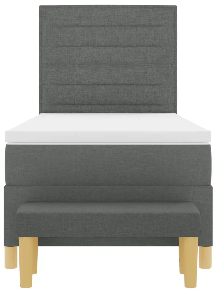 Box Spring Ágy Matraccal és Ülőpaddal Sötétszürke 100x200 cm Textil