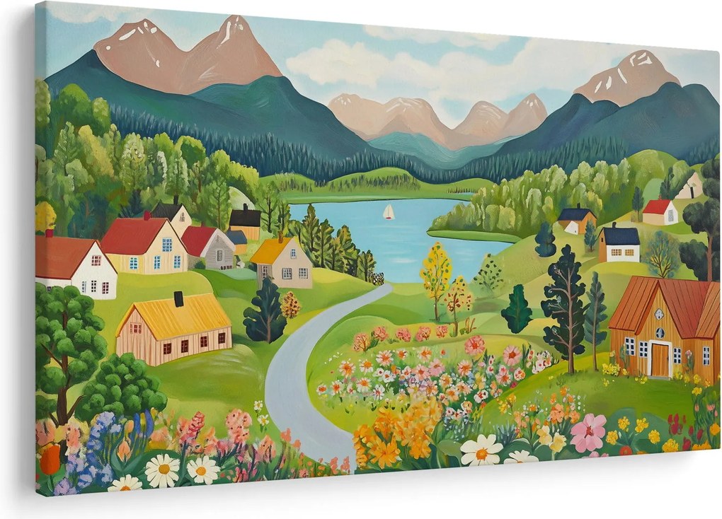 Kép - Falu a hegyekben (90x60 cm)