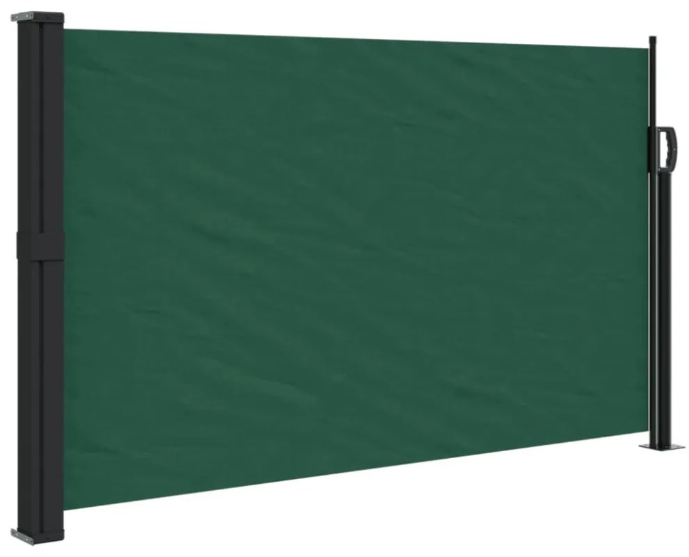 sötétzöld behúzható oldalsó napellenző 120 x 600 cm