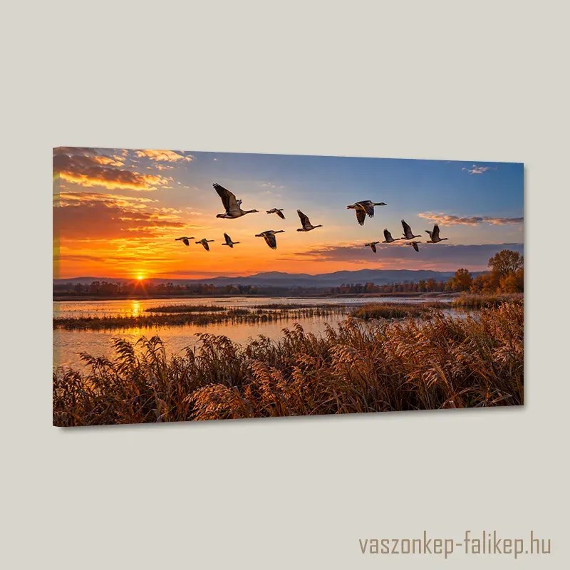 Alkonyi vonulás falikép – kézzel készült 40x23 cm