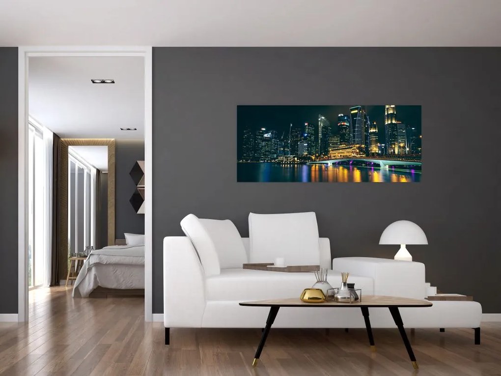 Egy kép az éjszakai Szingapúrról (120x50 cm)