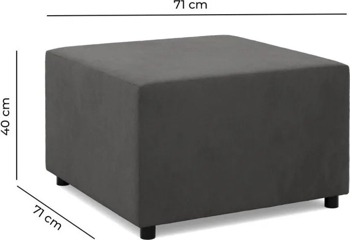 Zeus puff, szövet anyag, 70x70, szürke