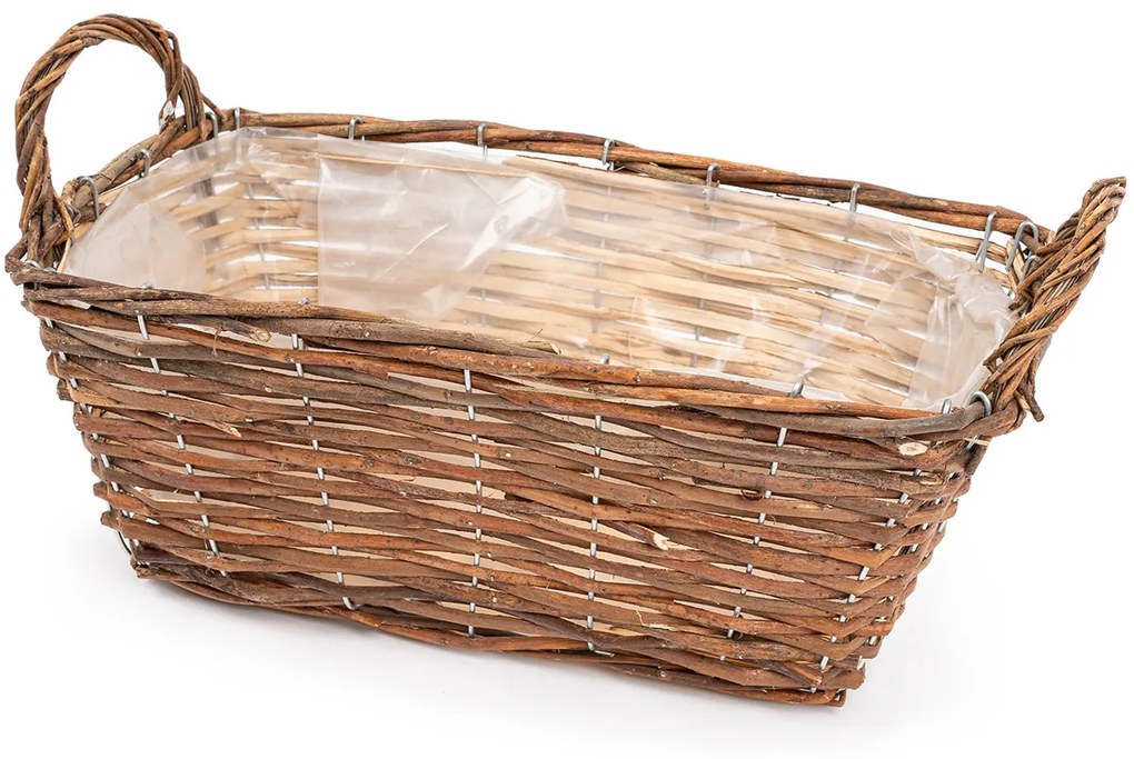 Fonott virágkosár barna, 32 x 17 x 13 cm