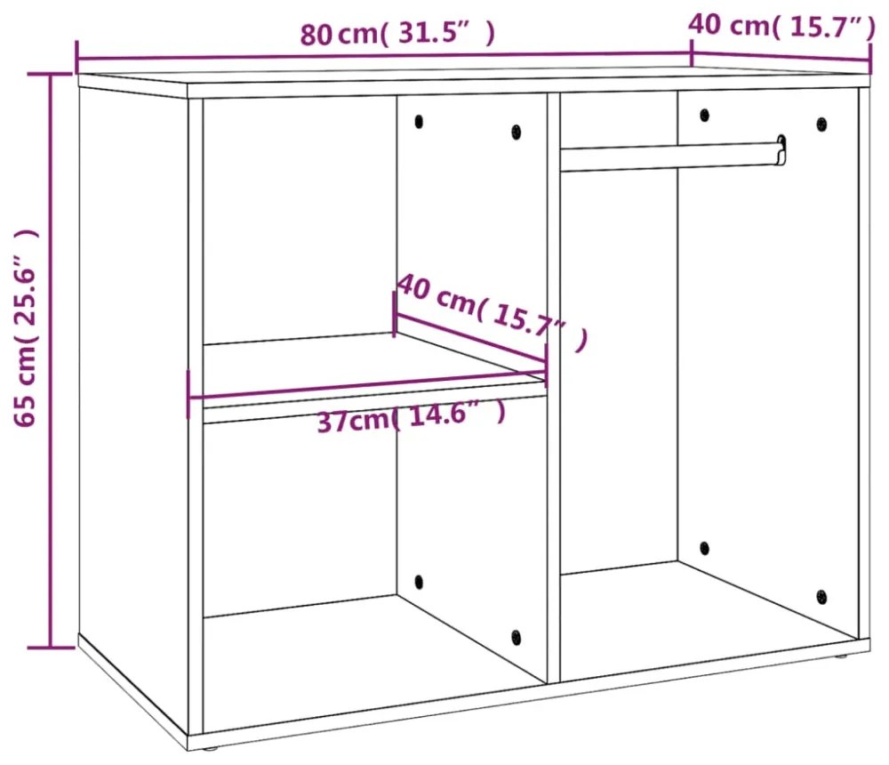 fekete szerelt fa pipereszekrény 80 x 40 x 65 cm