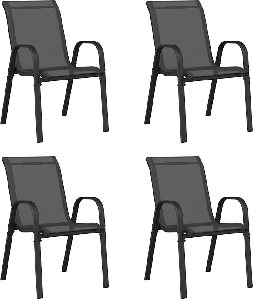 vidaXL 4 db fekete textilén rakásolható kerti szék
