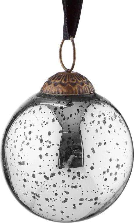 HANG ON üveggömb karácsonyfadísz ezüst antik, Ø 7 cm