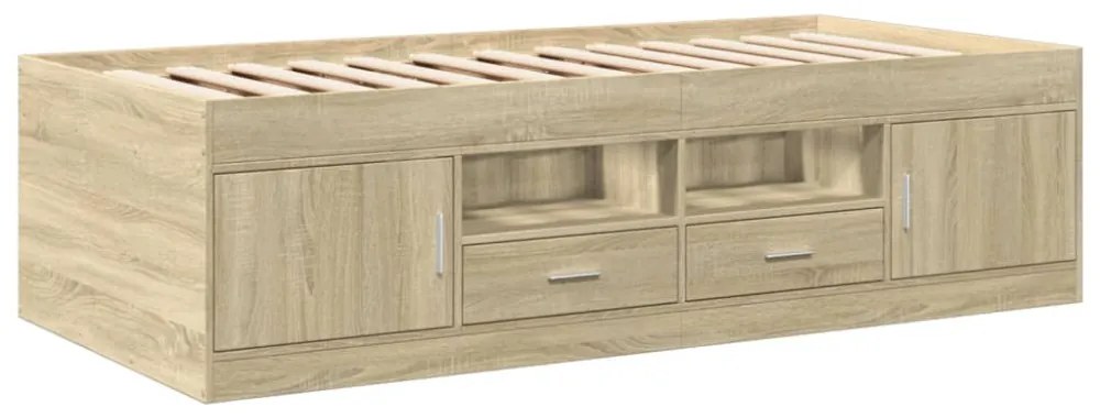 sonoma tölgy kanapéágy fiókkal matrac nélkül 75x190 cm