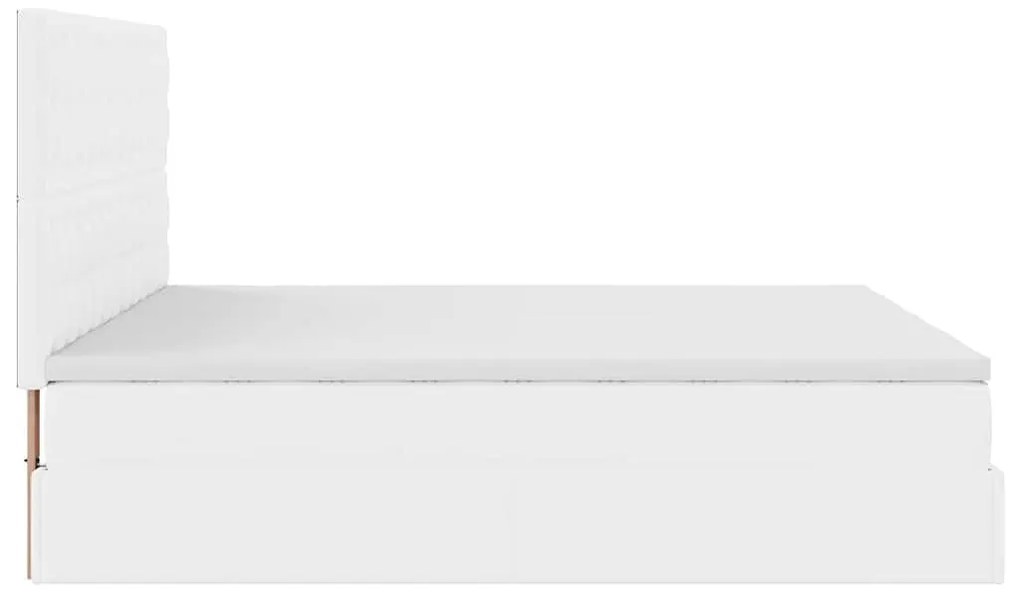 Ottomán ágykeret matracokkal tiszta fehér 180x200cm műbőrrel