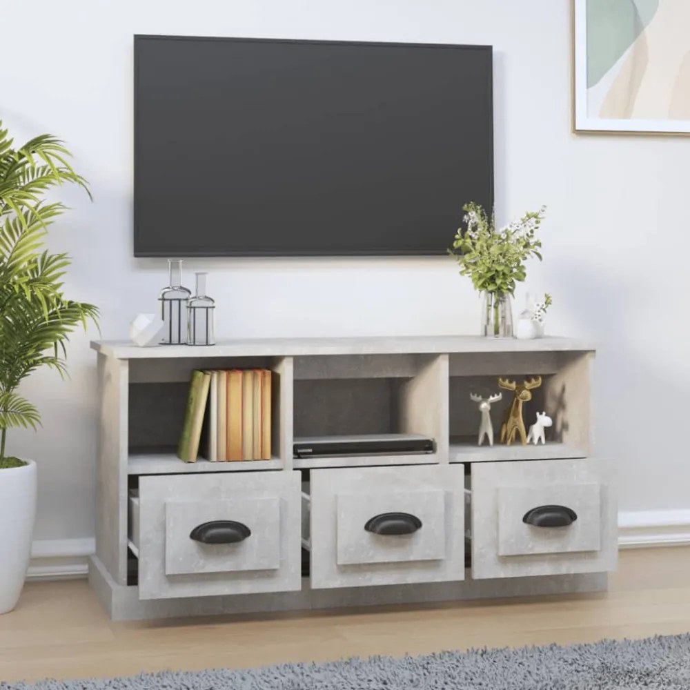 betonszürke szerelt fa TV-szekrény 100x35x50 cm