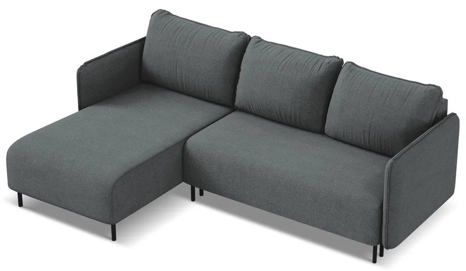 Sötétszürke kinyitható-tárolóhelyes sarokkanapé (bal oldali) Luana – Makamii