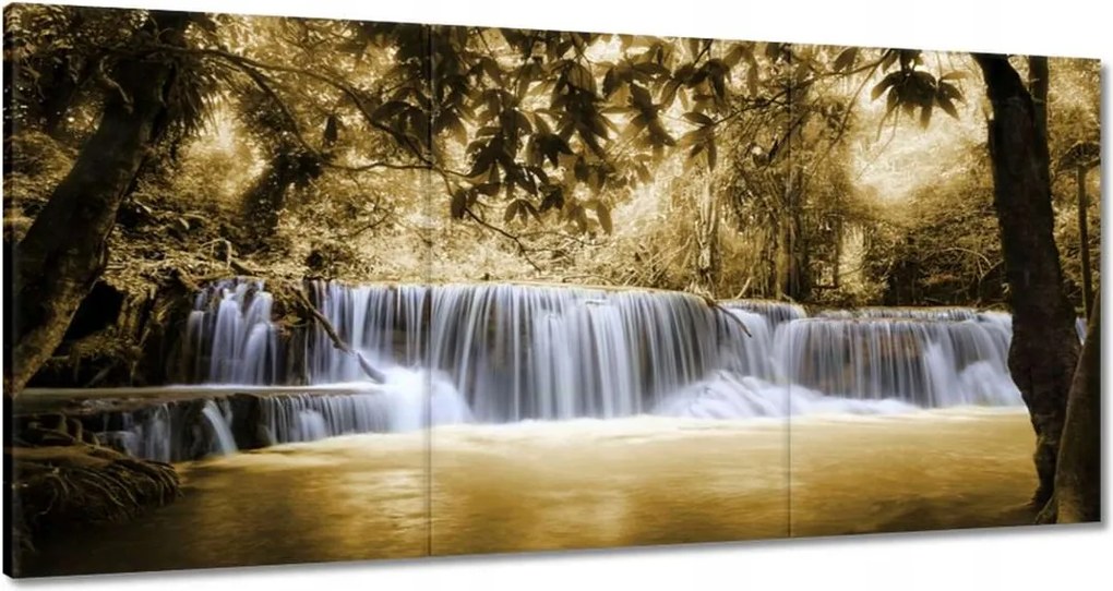 Vászonkép 120x60 Vízesés szépia színben