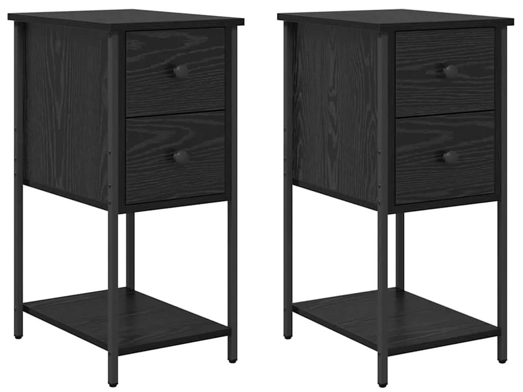 Éjjeliszekrény 2 pcs Musta tammi 32 x 42 x 70 cm Faanyag