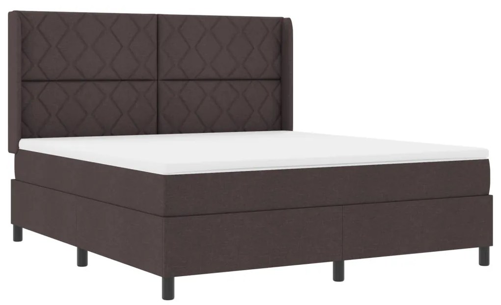 Box Spring Ágy Matraccal és LED-del, Sötét Barna 180x200 cm Szövet
