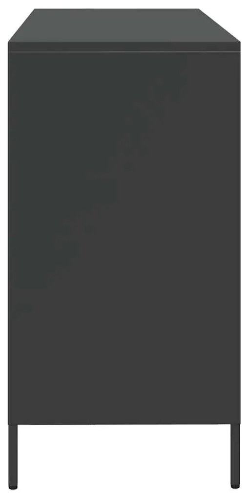 fekete hidegen hengerelt acél tálalószekrény 135x39x73,5 cm
