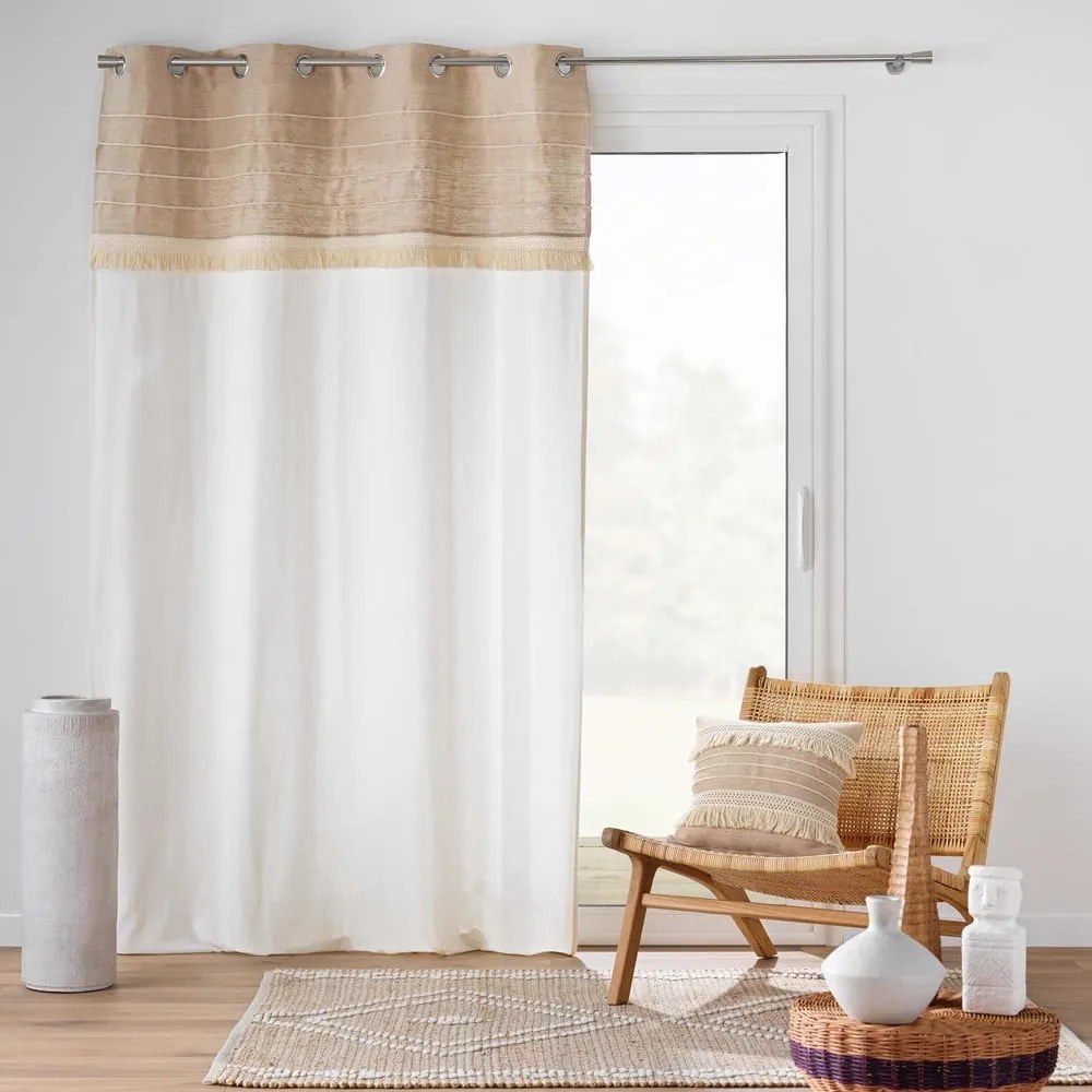Fehér-barna jutakeverék függöny 140x240 cm Cirrus – douceur d'intérieur