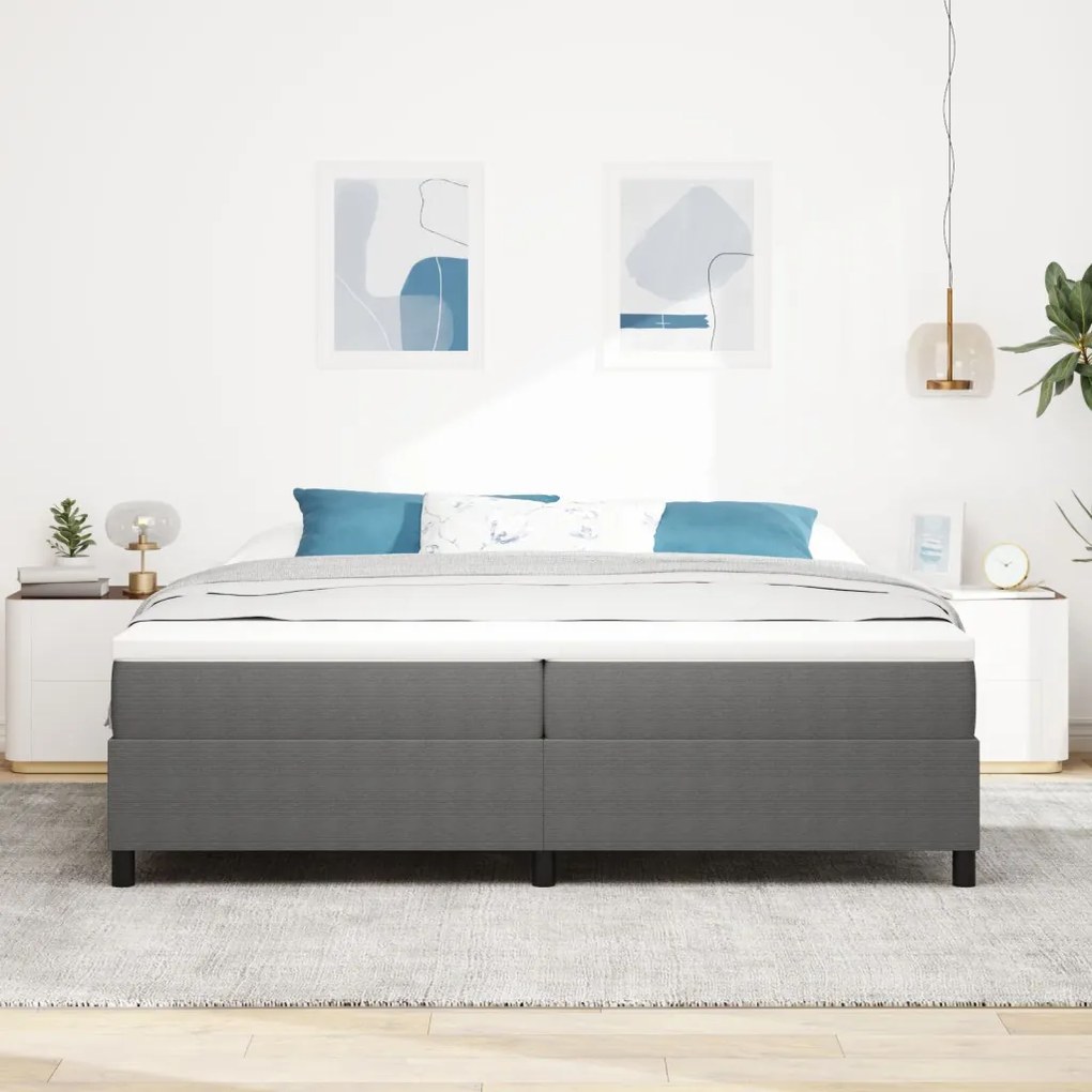 Box Spring Ágy Matraccal Világosszürke 200x200 cm Kordbársony