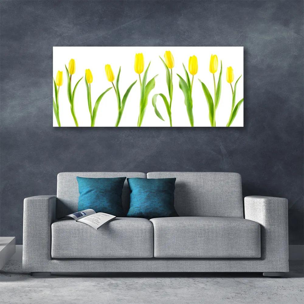 Vászonkép Tulipán sárga virágok 125x50 cm
