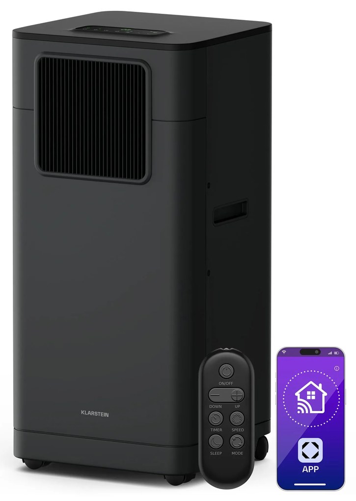 Klarstein Breeze Box 9K Smart PAC légkondicionáló, 3 az 1-ben üzemmód, Intelligens vezérlés, 32 m²-ig, 24ó időzítő, mobil