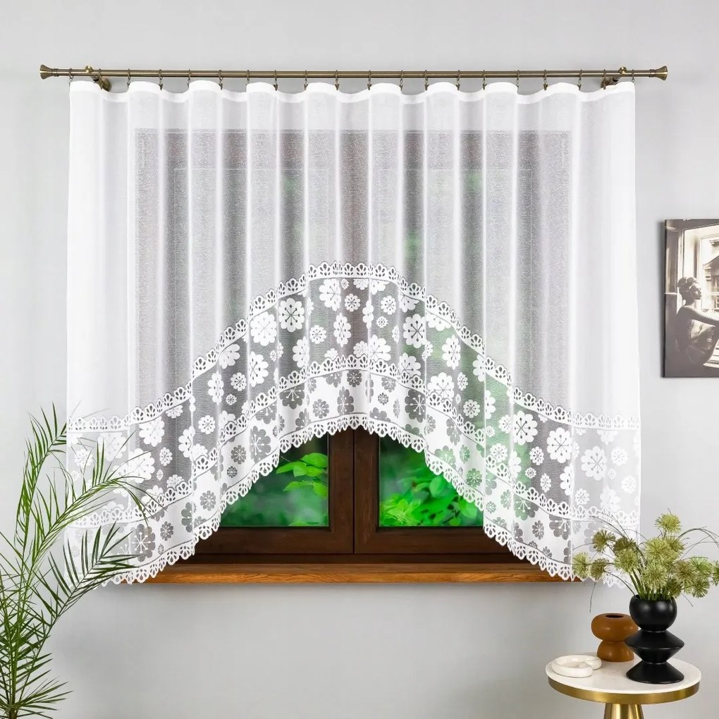 Sűrű Rövid Függöny Ívekkel, Hópelyhekkel Kész Szalaggal 400x160