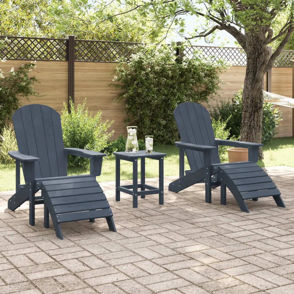 Adirondack szék lábtartókkal 2 db Tengerészkék HDPE