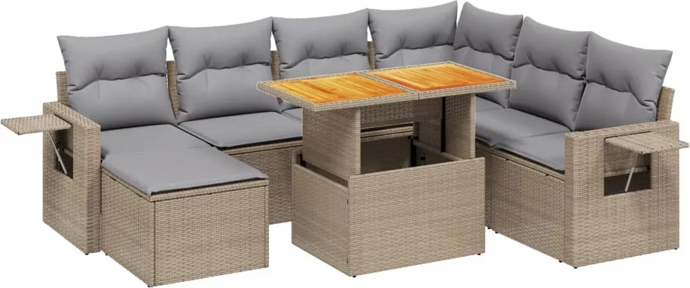 vidaXL 8 részes bézs polyrattan kerti ülőgarnitúra párnával