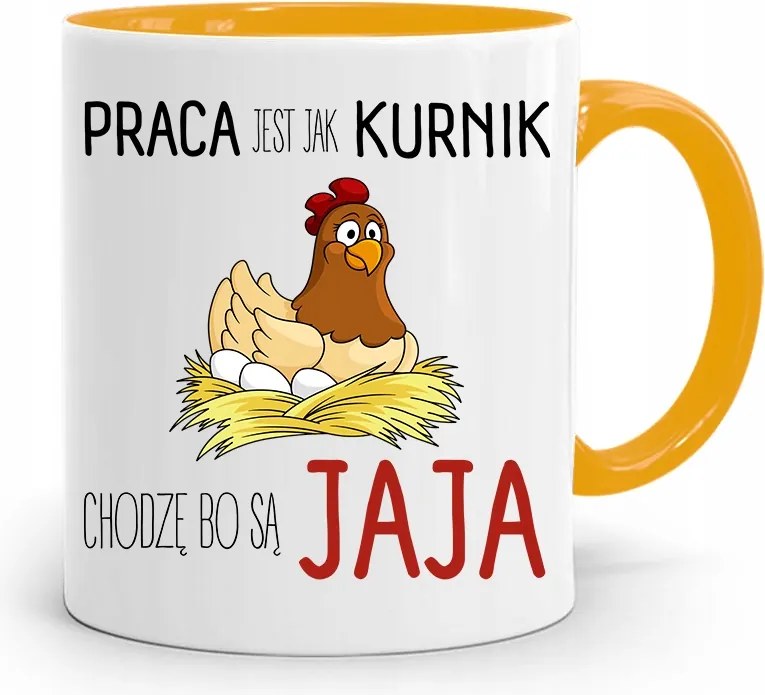 Bögre Sárga Vicces A Munka Olyan, Mint Egy Tyúkház, fényképes nyomtatással