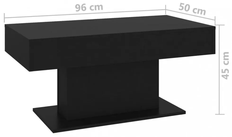 fekete szerelt fa dohányzóasztal 96 x 50 x 45 cm