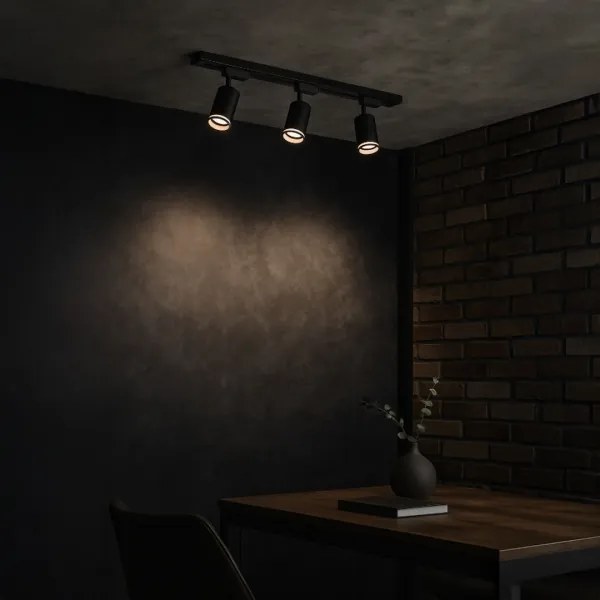 PIPE sínes rendszerbe szerelhető spotlámpa, 3x GU10/10W/230V, fekete