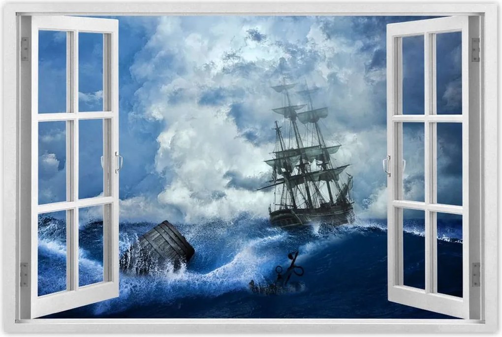 Poszterek 120x80 Vihar Tenger Hajó Tájkép