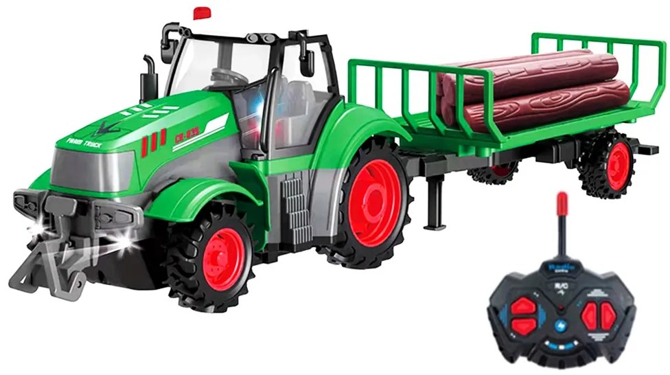 Új Rc Távirányítós Traktor Utánfutóval 3.7V Lítium Akku plusz töltő 42 Cm teljes hossz Fa Szállító Kombájn Maszóró Választható
