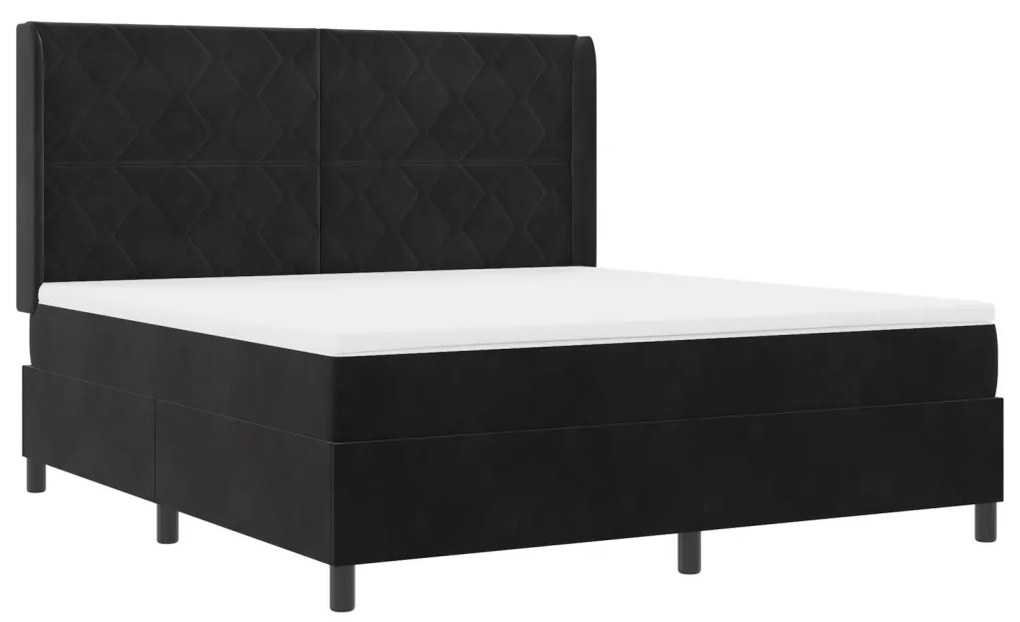 Boxspring Ágy Matraccal és LED Fénnyel Fekete 180x200 cm Bársony