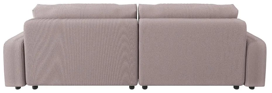 Világos rózsaszín kordbársony kinyitható sarokkanapé (variálható) Sara – Ropez