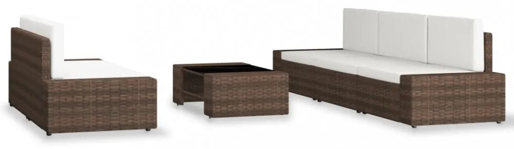 vidaXL 6 részes barna polyrattan kerti ülőgarnitúra