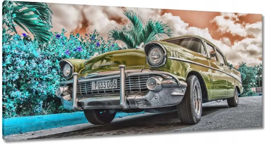 Vászonkép 115x55 Sárga antik autó