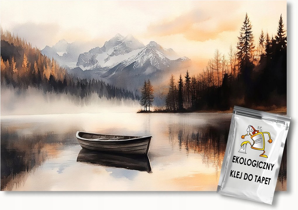 Fotótapéta Flizelina Tájkép Hegyek Tó Csónak Naplemente 416x290 ragasztó