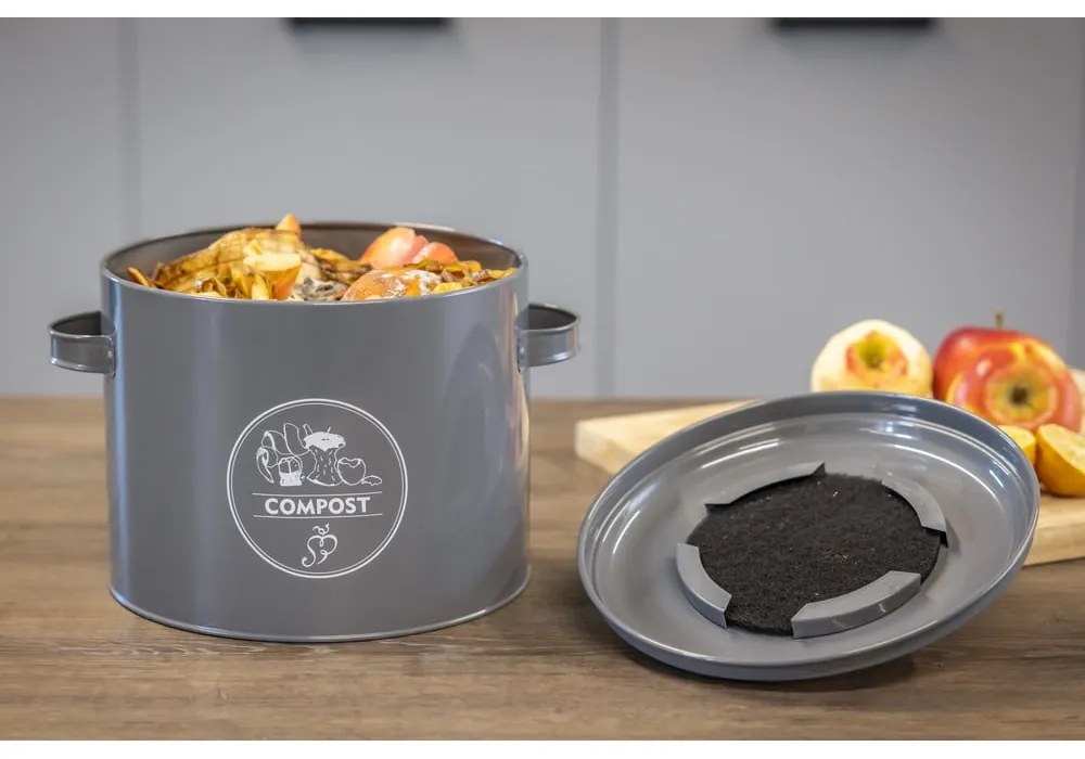 Szürke komposztálható hulladék gyűjtő 6,3 l Secret Du Potager – Esschert Design