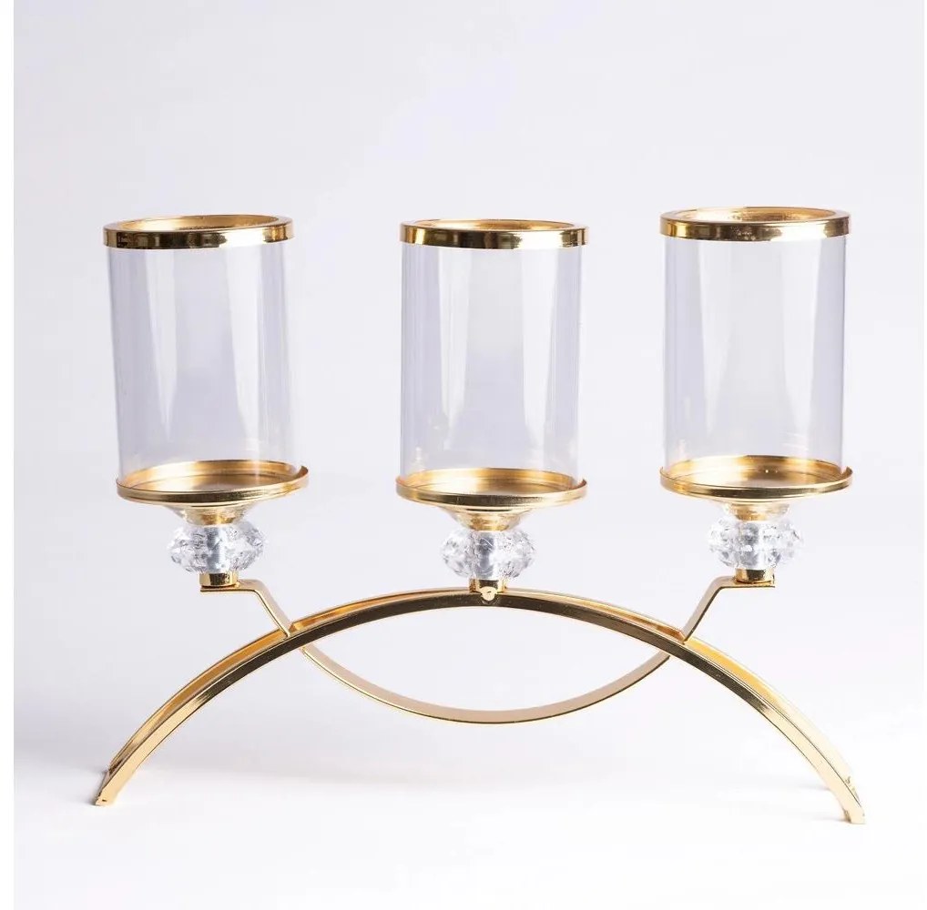 Gyertyatartó GLAMOUR arany/átlátszó