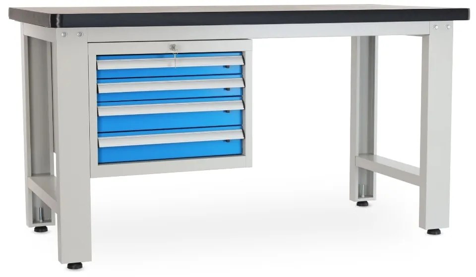 Műhelyasztal Solid MDF-40, 150 cm, függő doboz, fekete