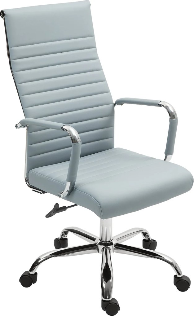 Vinsetto Ergonomikus Irodai Szék, Magasságállítható Forgószék Karfával, Fából készült Bőrből, Világosszürke | Aosom