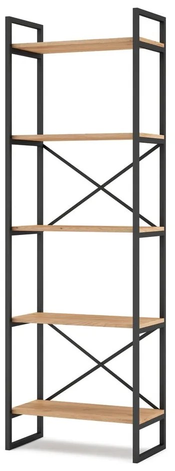 Fekete-natúr színű polcos állvány tölgyfa dekorral 58x175 cm Dusan – Marckeric