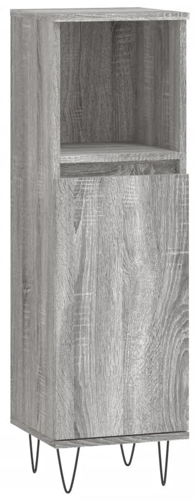 vidaXL szürke sonoma színű szerelt fa fürdőszobaszekrény 30x30x100 cm
